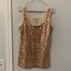 NWT Banana Republic cream beaded tank M